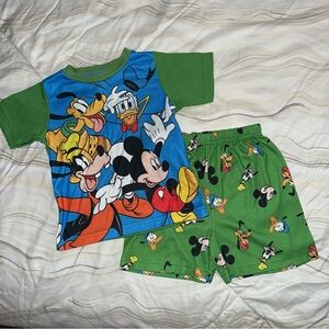 Disney Kids‎ Pajama Set - Green and Blue Character Print